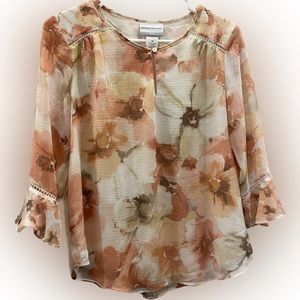 Alfred Dunner blouse, size 6P, coral tone multicolored, floral